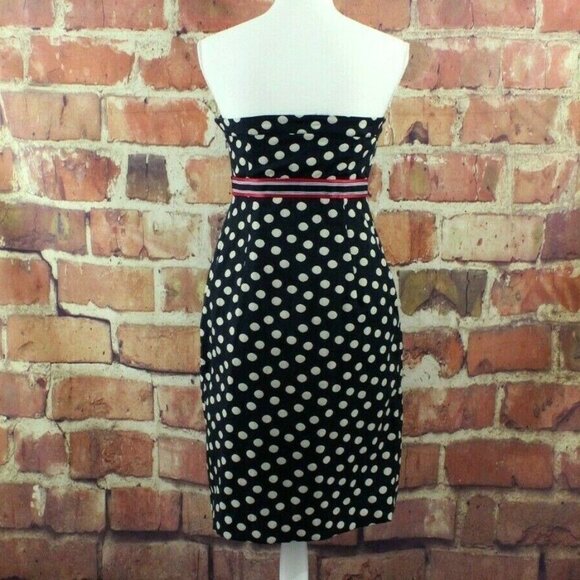 {Anthro} MAEVE Polka-Peppered Dress Strapless Cute - Picture 6 of 8